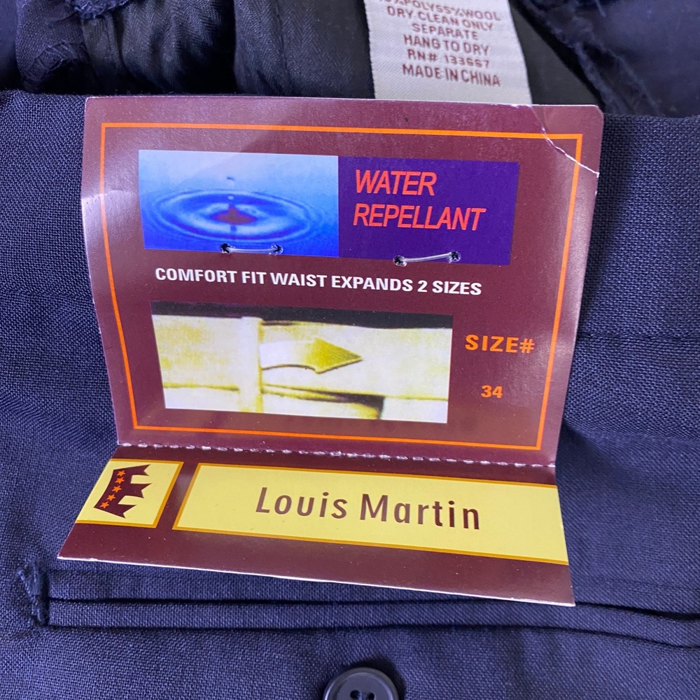 Vintage Louis Martin Dress Pants Women's Plus 34 Navy Blue Wool Blend Water NEW - Picture 2 of 13
